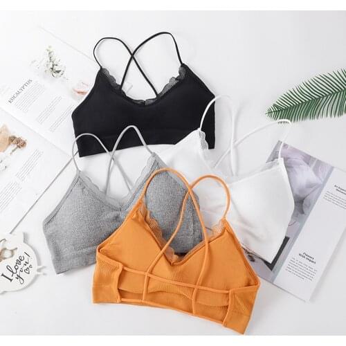 Bralette Fitness Lace Thin Shoulder Strap Underwear Women Anti-light Shockproof Push Up Bra