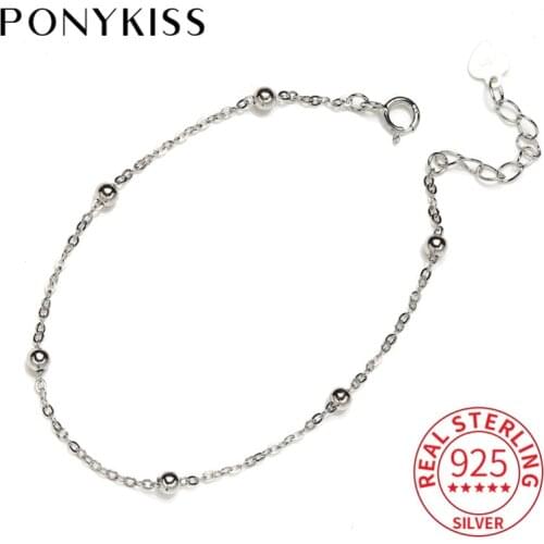 PONYKISS Office Real S925 Sterling Silver Refill Geometric Bracelets Fine Jewelry Women Creative Sweet Birthday Party Gift
