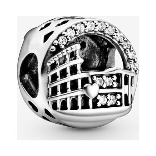 New Original 925 Sterling Silver Bead Colosseum Charm Travel Fit Pandora Bracelet Necklace DIY Women Jewelry