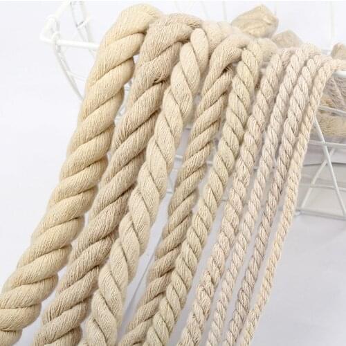 1KG 3 Shares Twisted Cotton Rope 5mm/6mm/7mm/8mm/9mm/10mm/12mm/15mm/18mm/20mm DIY Home Textile Accessories Black Beige White