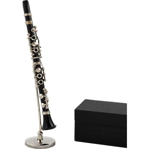 1Pcs Miniature Alloy Clarinet Model with Support Mini Musical Instrument 1/12 Dollhouse ob11 1/6 Action figure Accessories bjd