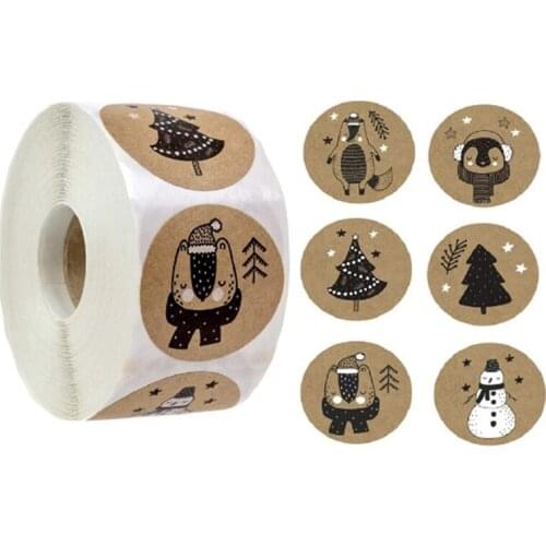 1000Pcs 6 Designs Christmas Theme Seal Labels Stickers for DIY Gift Baking Package Envelope Stationery Decoration