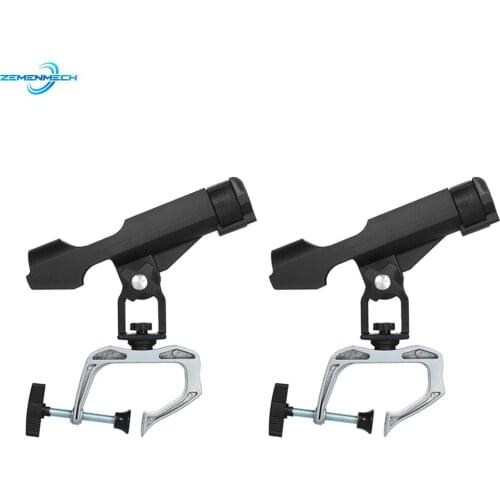 2PCS 360 Degree Adjustable Removable Fishing Rod Holder Clamp On Railing Kayak Boat Support Pole Stand Bracket Fishing Tackle