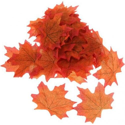 200pcs Artificial Maple Leaf Autumn Fall Leaves Wedding Home Garden Decor-Orange