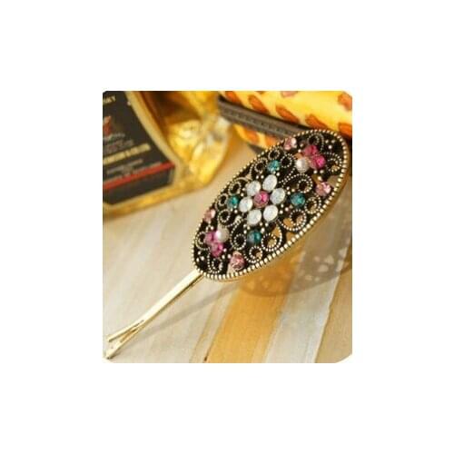 2021 Retro unique classic crystal luxury hollow Crystal hairpin side clip hair accessories hairpin wholesale sales
