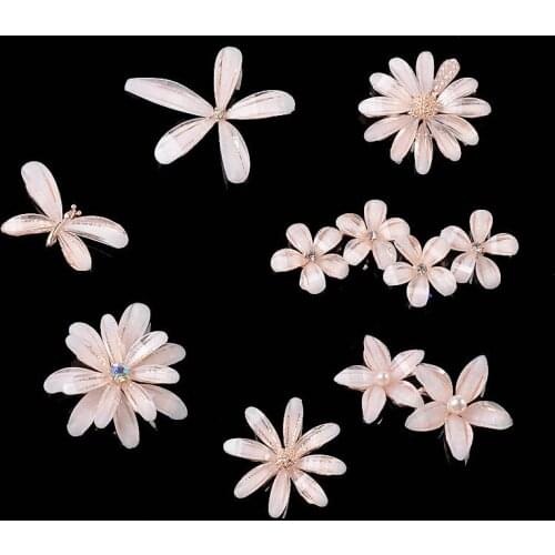 5 pcs DIY Alloy Resin flower accessories for Wedding Decoration material Brooch Hair Bow clothing DIY Jewelry Craft accessories
