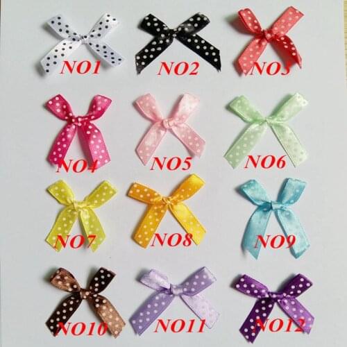 50pcs/lot (can choose colors) Little white printing Polyester Ribbon Bowtie Handmade Bows Decorative gift Scrapbook
