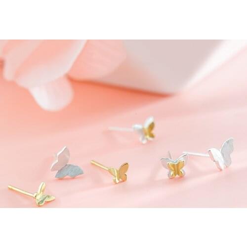 925 Sterling Silver Pin Butterfly temperament simple and cute Earrings Jewelry, can be wholesale