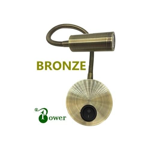 ANTIQUE BRONZE FINISH 2W LED HOTEL WALL READING LAMP