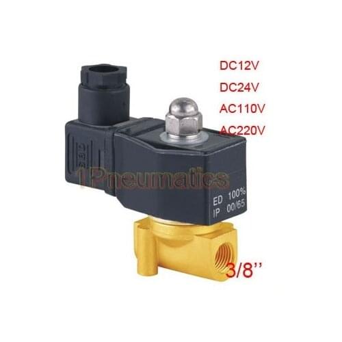 Free Shipping New 3/8" Thread Brass Water Solenoid Valve 12VDC Electric Air Water Gas Diesel Fuel DIN43650A Coil 2W040-10-D