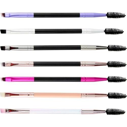 Non-Disposable Fashion Women dual ended Double Head Cosmetic Brush Angled Eyebrow Make Eyelash Mascara Wand Applicator Brush