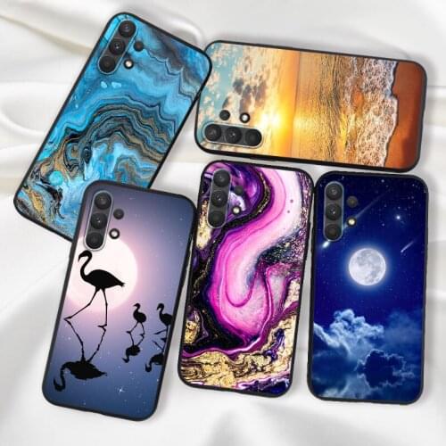 For Samsung A32 Phone Case Marble Silicone For Samsung Galaxy A32 Case 4G 5G Back Cover Matte Bumper Sunset Moon Sea A 32