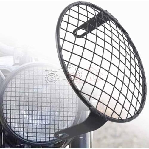 Racing Vintage Old School Metal Grill Motorcycle Side Mount Headlight Cover 6.3Inch Universal Fits For Cafe Racer Bobber CB