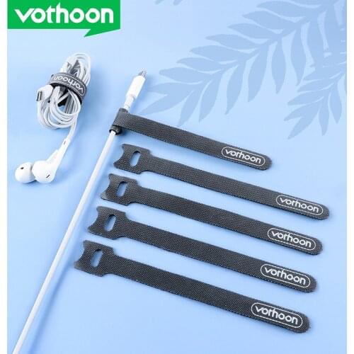 Vothoon 20PCS Cable Organizer Phone Cord Management Mouse AUX Earphone Wire Winder Ties Winding Nylon Hook Loop Fixed Cable