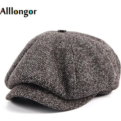 Classic Beret Hat Men Autumn 2021 Winter Boina HombreThicken Newsboy Cap Vintage Octagonal Peaky Blinders Hats Painter Flat Cap