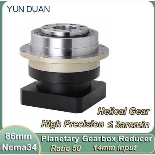 Ratio 50 High precision 50:1 Flange Output 6000rpm Planetary Gearbox Reducer Helical Gear for NEMA34 86mm Stepper Motor