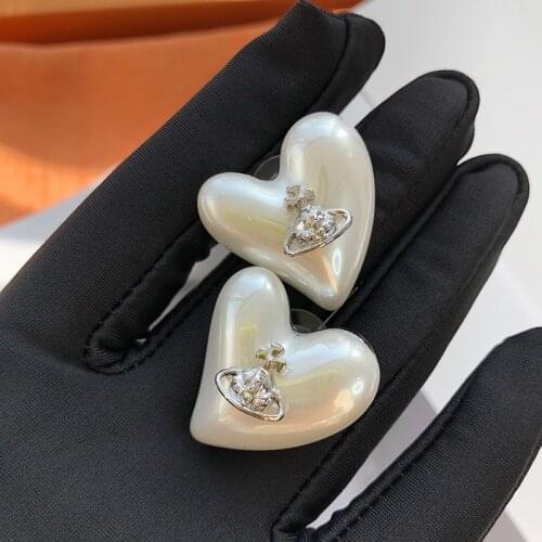 Korea irregular crystal heart star pearl stud earring jewelry for women lady party gift
