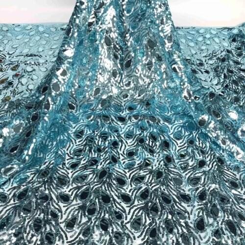 Good Looking Big Sequins Flowers Tulle Lace Top Quality Shinny Fabric JRB-15.2182502 Nigerian Material for Fashion Show Dress