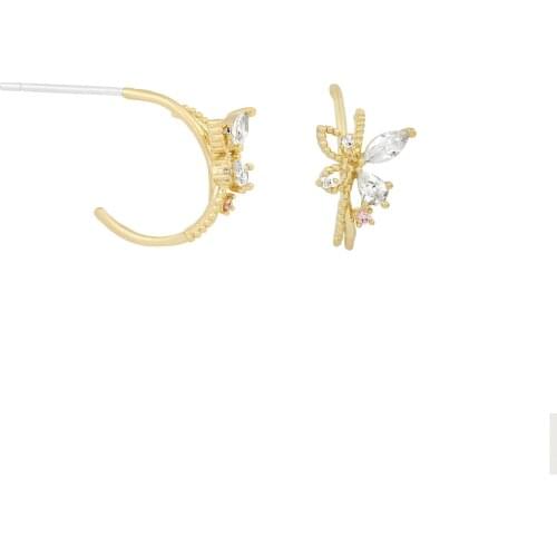 CZ Butterfly Circle Hoop Earring 2021 Simple Fashion Cute Lovely Girl Jewelry