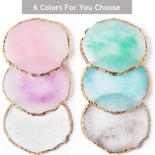 1PC Round Resin Agate Stone Nail Color Palette Gel Polish Pallet Mixing Drawing Paint Plate Manicure For Nails Art Display Shelf