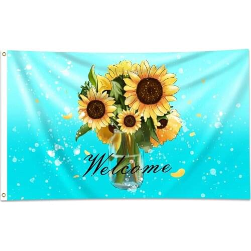 Summer Welcome Garden Flag 3x5 Feet Banner Sunflower Glass bottlesr Double Sided Vertical Yard Outdoor Decoration