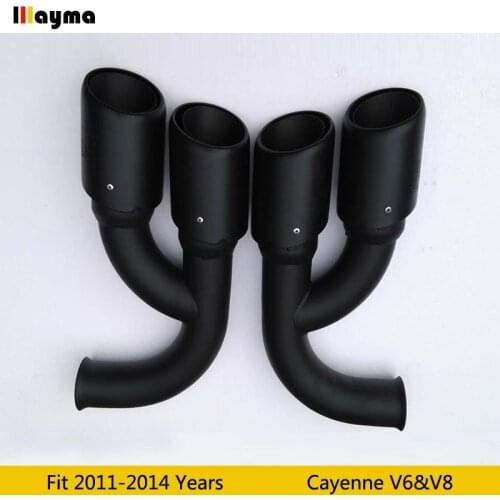 Matte black Tail Exhaust Tips Muffler Pipe For Porsche Cayenne V6 V8 2011 2012 2013 2014 Cayenne s GTS Stainless Steel mufflers