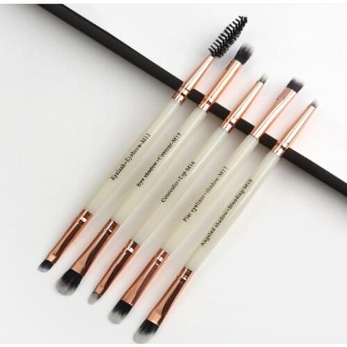 5pcs Double-ended Eye Makeup Brushes Set Portable Powder Eye Shadow Eyebrow Brush Easy To Stick Powder Soft Silky Beauty Tools
