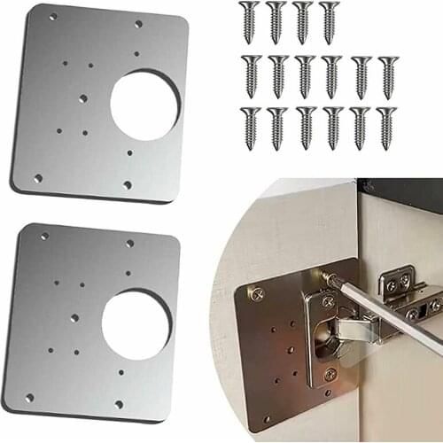 Hinge Repair Plate Set W/Screws Rust Resistant Steel Furniture Cupboard Hingers For Cabinet Furniture Hardware