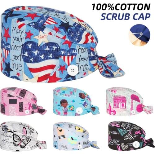 New Surgicals Caps Adjustable Cotton Bandage Nursing Cap Beauty Salon Dentist Clinic Chef Lab Scrubs Hats Unisex Accessories Hat