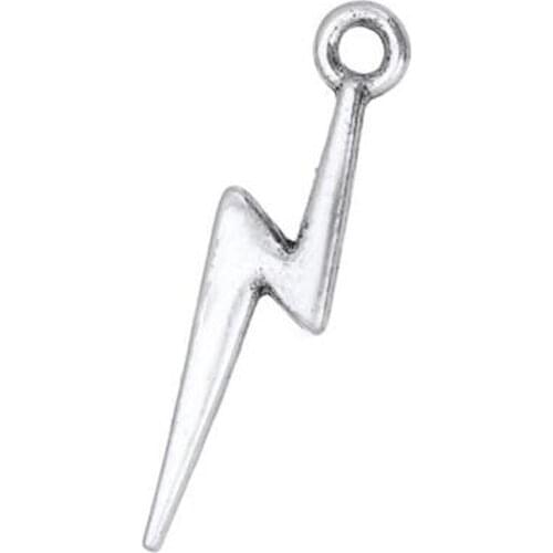 Zinc Alloy Antique Silver Plated Lightning Bolt Charms