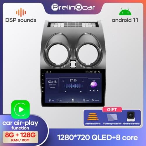 Prelingcar Android 10 NO DVD 2 Din Car Radio Multimedia Video Player Navigation GPS For Nissan Qashqai J10 2006-2013 Octa-Core