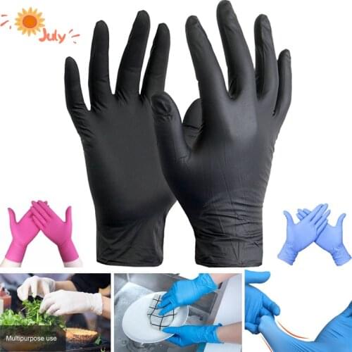 With Box Nitrile Gloves Black 100pcs/lot Food Grade Disposable Work Safety Gloves for Cleaning Nitril Gloves Powder Free S M L