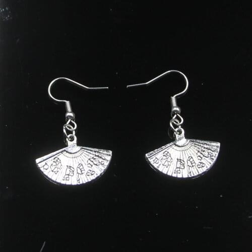 Fashion Handmade Simple Design 17*24mm Asian Fan Drop Earrings For Women Gift Fashion Jewelry Cute Small Object