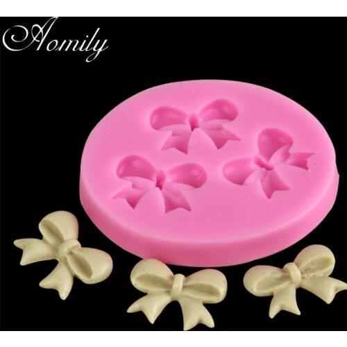 Aomily 3D Bowknot Shaped Silicon Chocolate Jelly Candy Cake Bakeware Mold DIY Pastry Bar Ice Block Soap Mould Baking Tools