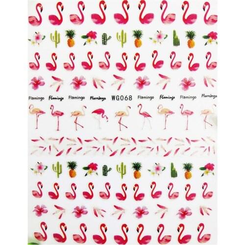 3D Nail stickers Flamingo Birds Summer Fruits Cactus Sliders for Nails Foil Design Self Adhesive All for Manicure Accessories
