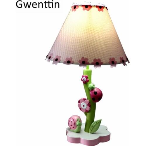 Pink Flowers Modern Table Lamp for Bedside Bedroom Children Home Decor LED Desk Lighting Fixtures Cute Ins Style Kids Girls Gift