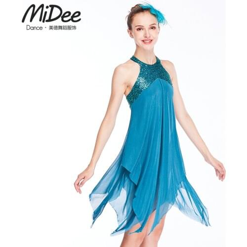 Modern Dance Clothing Adult Hanging Neck Sequin Body Classical Stage Performance Dress Girls and Children Customized