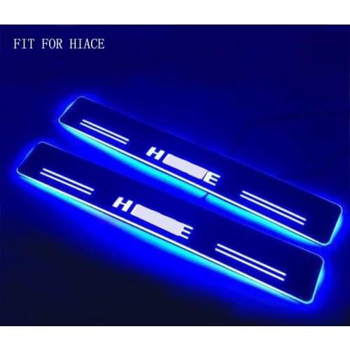 Car styling 2PCS Car LED Door Sill For Toyota Hiace 2014 - 2018 2019 Acrylic Dynamic LED Welcome Light Scuff Plate Peda