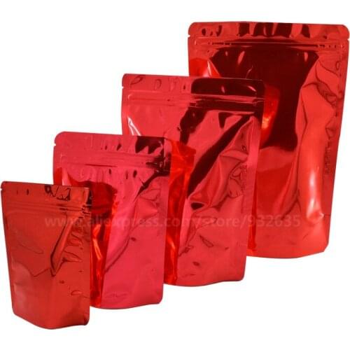 Red Bag Red Pouch Stand Up Zipper Foil Bag For Food Storage Cosmetic Leak Proof Thick Bag Wholesale Price 100 Pcs