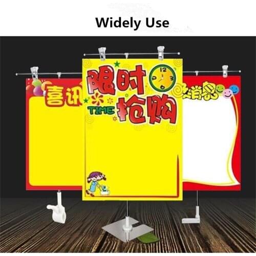 T-Sign Adjustable Poster Stand Stainless Steel Advertising Display Banner Stand Holder Store Counter Display With Clip