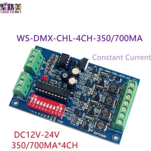 WS-DMX-CHL-4CH(HV)350/700MA DMX512 Decoder Constant Current DC12V-24V DC12-36V DMX Dimmer RGBW LED Controller for LED Light Lamp