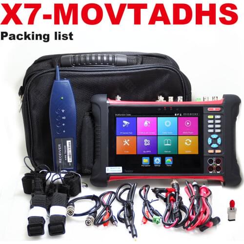 X7MOVTAHDS 7 inch touch screen AHD TVI CVI CVBS All-in-one multi-functional IPC Tester Cable tracer TDR cable test Audio Tester
