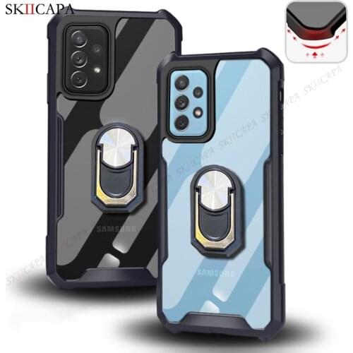 Magnetic Ring Holder Stand Phone Case For Oneplus 9 8 Pro 8T 9R Nord 6T 7T Pro Clear Transparent Acrylic Airbag Shockproof Cover