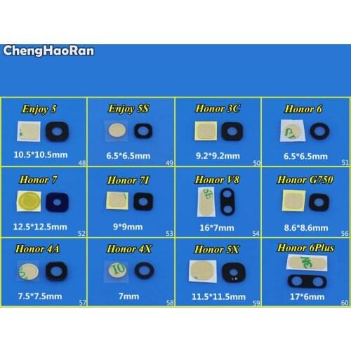 ChengHaoRan Back Rear Camera glass Lens Cover with Adhesive for HuaWei Honor 3C 6 7 7I V8 G750 4A 4X 5A 6Plus Enjoy 55S