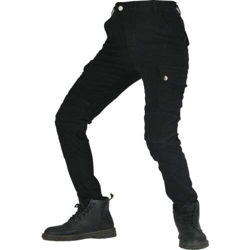 Womens Jeans Skinny Motorcycle Pants Protective Pad Motorcycle Pants Slim-Fit High-Quality Narrow-Leg Pants Khaki Black