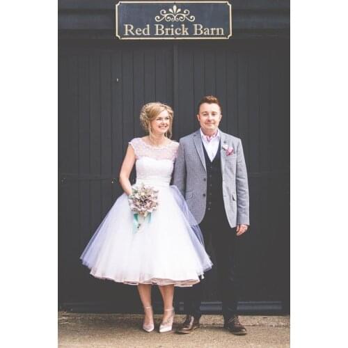 Short Wedding Dresses White Organza Ball Gown Woman Mid Calf Bridal Party Dress With Bow 2020 Vestido De Novia