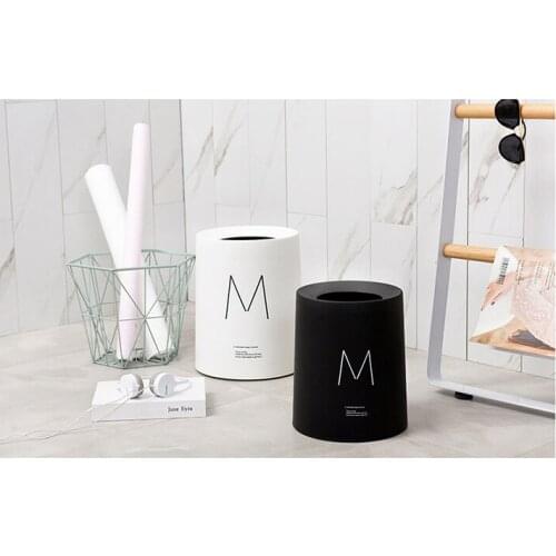 1PC Plastic Trash Can Office Bathroom Kitchen Trash Bin Living Room Bedroom Waste Bin Without Lid North European Style OK 1121