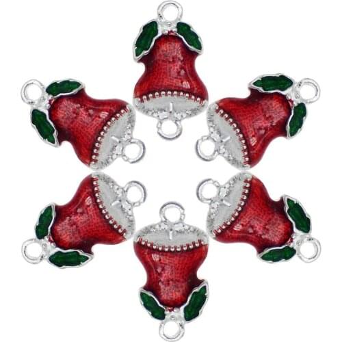 10pcs Creative Cute Bell Necklace Pendant Christmas Hanger Bracelet Charm Connector 19*11mm Jewelry Accessories Crafts 52153