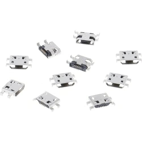 10 Pcs Type B Micro USB 5 Pin Female Charger Mount Jack Connector Port Socket