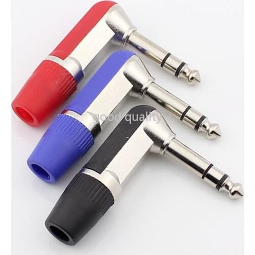 4pcs Bend 6.35mm Stereo 6.5mm Plug Big Three Core 6.5mm Microphone Plug Dual Channel Audio Adapter
